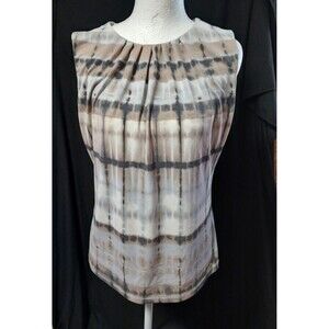 Calvin Klein Sleeveless Abstract Pleated Multicolor blouse Small